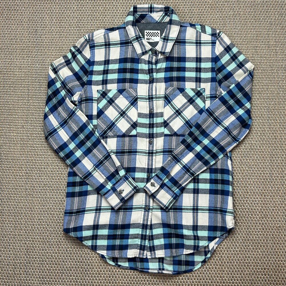 Vans Off The Wall Plaid Flannel Shirt Blue / Teal / White / Yellow